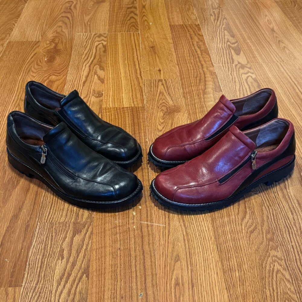 Shopper's Choice! Red/Black Donald Pliner Sport U Zip Italian Leather Loafers